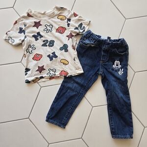 100% cotton Mickey Mouse outfit jeans and tee